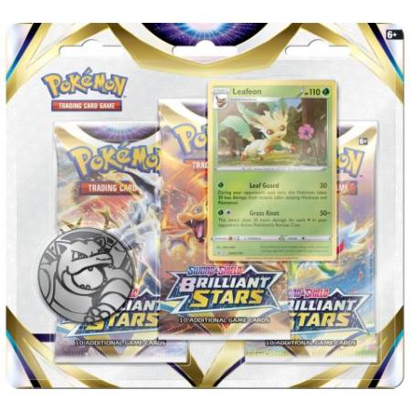 Pokemon: 3 Booster Blister Sword & Shield - Brilliant Stars (Leafeon)